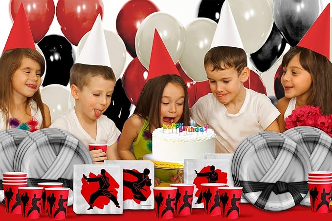 Karate Birthday Party Supplies Set Plates Napkins Cups Tableware Kit for 16