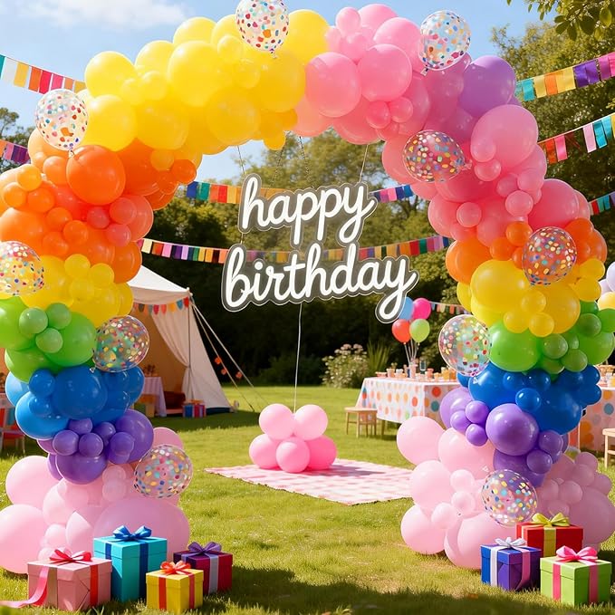 FunHot Colorful Balloons, 50 Pcs Summer Balloon, 12 Inch Green Purple Hot Pink Blue Latex Balloons, Rainbow Confetti Helium Balloon for Baby Shower Birthday Beach Engagement Hawaii Party Decorations