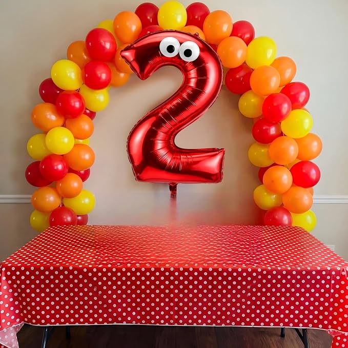 Red Monster Number 2 Balloons 40 Inch Red Monster Theme Birthday Party Decorations Large Foil Balloons for Cartoon Birthday Party Backdrop Celebration Supplies