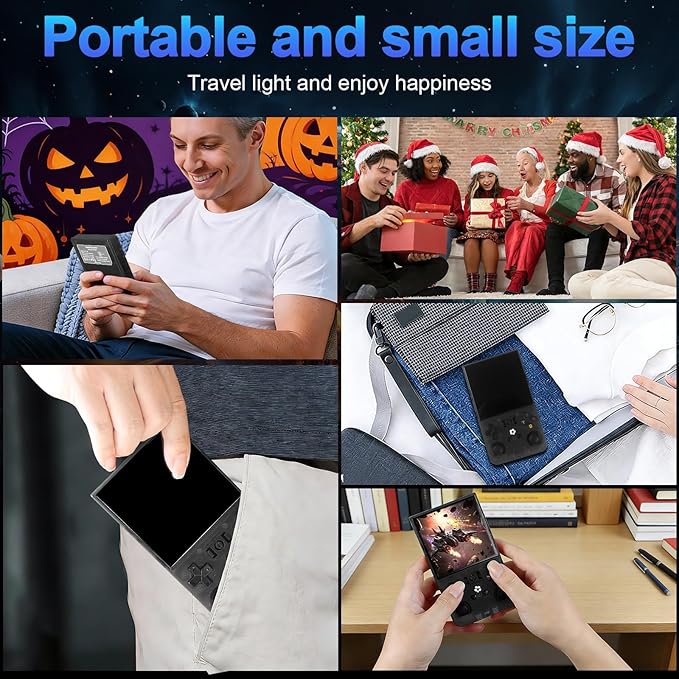 R36MAX Retro Handheld Game Console, 4.0 Inch Screen, 64GB, 18000+ Games, Linux System, 4000mAh Battery (Blcak Transparency, 128, GB)