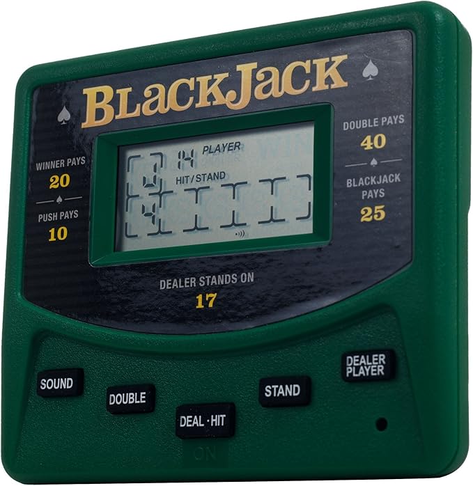 Las Vegas Style Electronic Handheld Blackjack Game - Includes Bonus Deck of Cards!