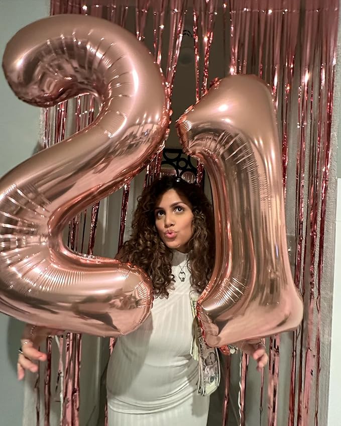 Rose Gold Number 14 Balloon 40 inch, 14 Number Balloons, 14th Birthday Decorations for Girls Boys, 14 Year Old Rose Gold Party Supplies