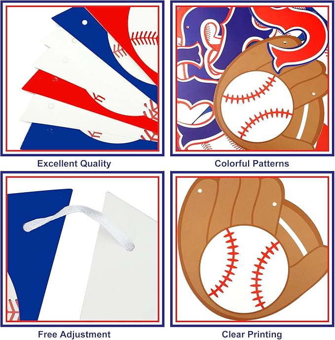Baseball Party Decorations Baseball Concessions Banner Triangle Bunting Pennant Flag Decor with Tassel Garland for Baseballs Sports Themed Birthday Party Supplies