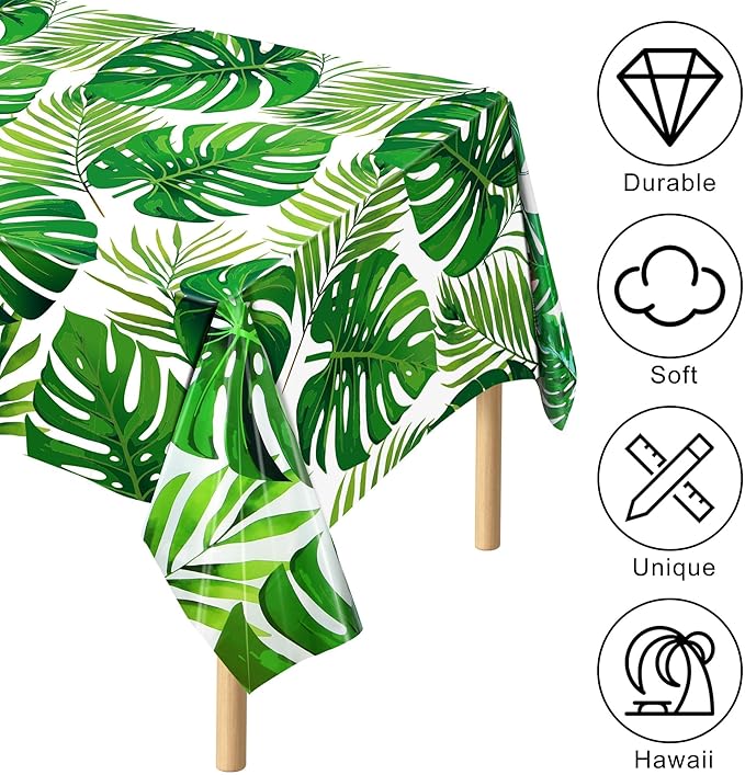 Kochorie Palm Leaves Tablecloth Roll with Cutting Box 54 Inch x 100 Ft Hawaiian Luau Tablecloths Disposable Aloha Tropical Table Cover Backdrop for Hawaii Birthday Summer Beach Tropical Party Supplies