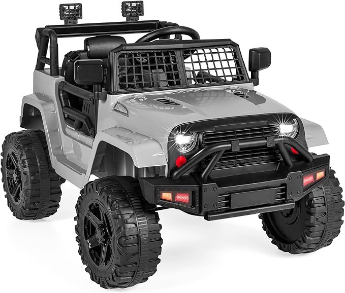 Best Choice Products 12V Kids Electric Vehicle Toy Ride On Car with Parent Remote Control for Toddlers, Seat Harness, 61 lbs Weight Capacity, Locking Doors, Spring Suspension, Bluetooth - Gray