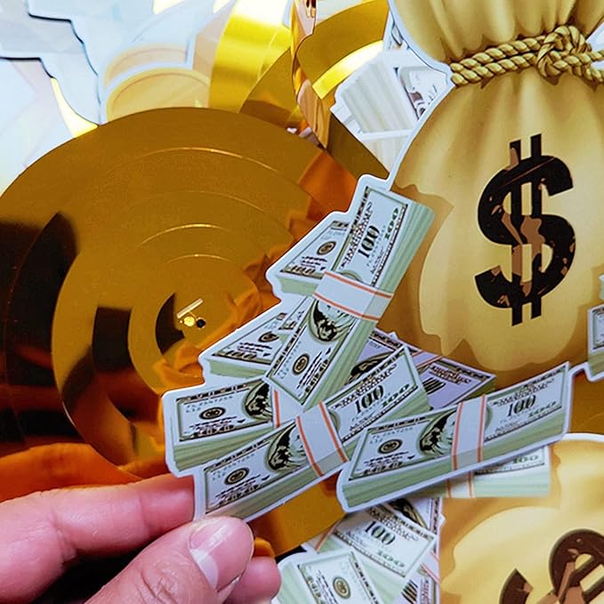 30 Pack(Swrils & Cutouts) Money Birthday Hanging Decorations Dollar Bill Cash Hanging Swirls Investment Themed Decorations for Birthday Casino Wedding Bachelorette Graduations Party Supplies