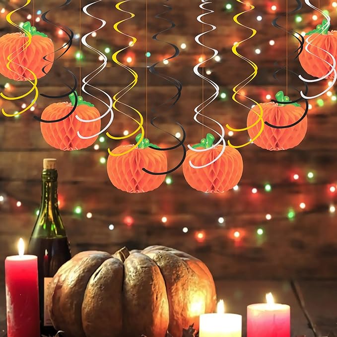 Colorful Ceiling Swirl Foil Decorations Hanging Plastic Streamer Themed Swirl Party for Halloween Graduation Celebration, Pack of 28 (Gold, Black and Sliver)