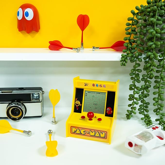 Pac-Man Desktop Arcade – Retro Mini Arcade Game with Classic 8-Bit Gameplay, LCD Screen, Joystick Controls, Battery-Powered, Officially Licensed Pac-Man Merchandise by Fizz Creations.