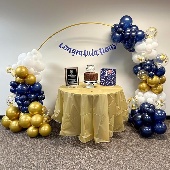 Navy Blue and Gold Balloons, 60 Packs 12 inch Navy Blue and Metallic Chrome Gold Confetti Balloons with Ribbons for Birthday, Baby Shower, Graduation, Eid Ramadan Decoration