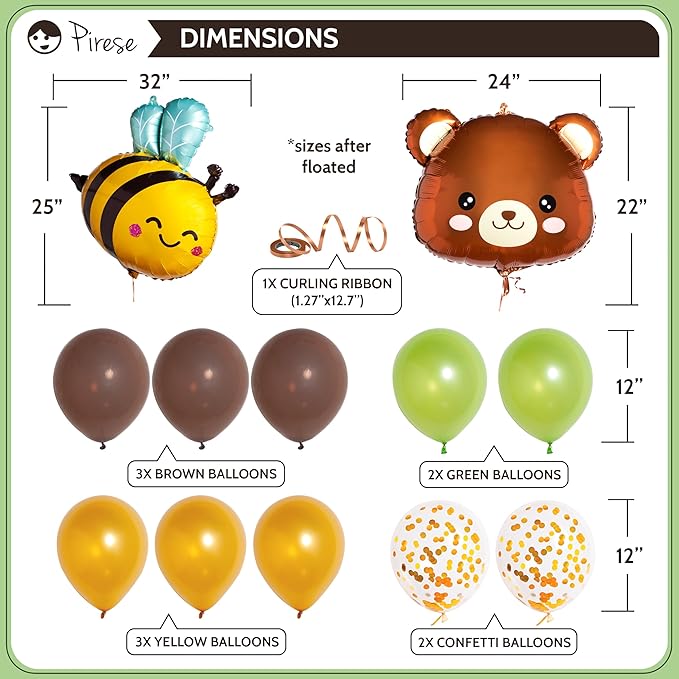 Pirese Teddy Bear Birthday Decorations – Beary First Party Supplies for Boys or Girls, Cute Garland and Bear Theme Decor for 1st Birthday, Baby Shower and Kids’ Party with Balloons