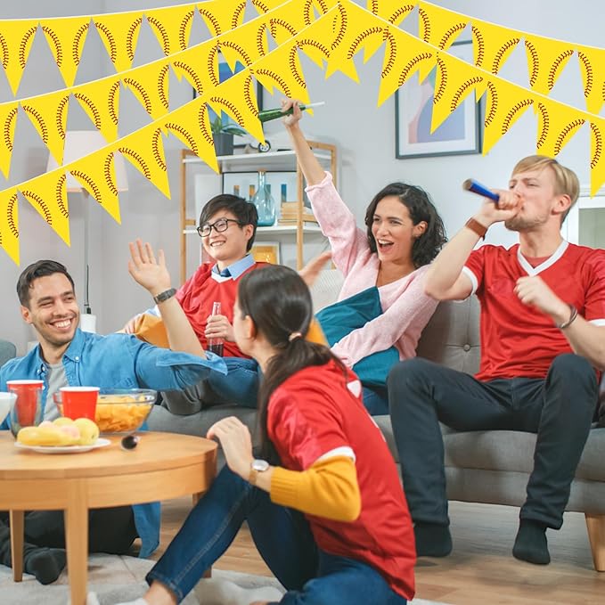 Jetec 5 Pcs 49 Ft Softball Party Decorations Pennant Banner Pre-Assembled Sport Triangle Flag Bunting Garland for Softball Birthday Party Supplies Sport Theme Decorations
