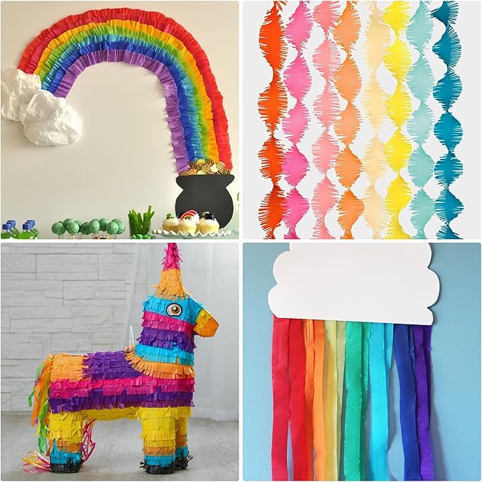 12 Rolls Crepe Paper Streamers, 12 Colors Streamers Party Supplies for Birthday Party Baby Shower Rainbow DIY Christmas Halloween Wedding Ceremony Various Large Festivals Decoration
