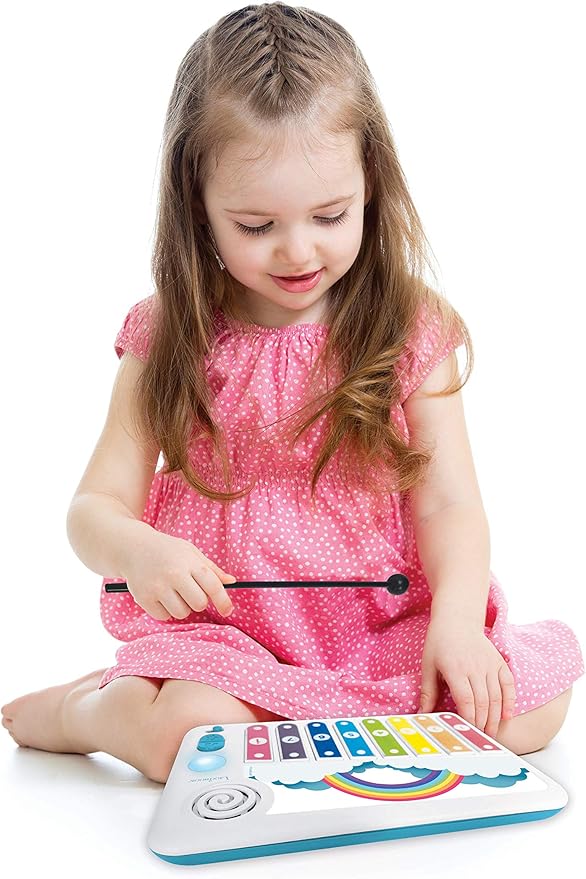 Lexibook Xylofun Electronic and Educational Xylophone for Children, Musical Toy Game, 8 Keys, Light Guiding, 2 mallets Included, White/Blue, K340