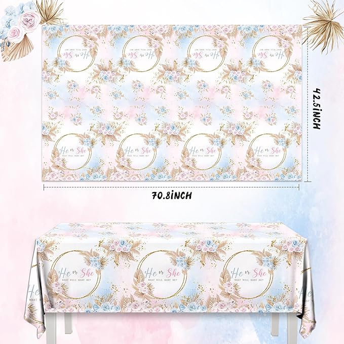3Pack Gender Reveal Tablecloth,Baby Shower Party Decorations Pink and Blue Gender Reveal Table Cover What Will Baby Be Table Decorations for Boy or Girl Baby Shower,Pregnancy Announcement Party