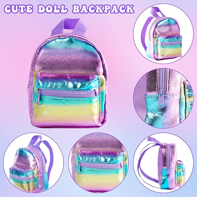 18 Inch Girl Doll Clothes and Accessories School Supplies Playset with Clothes Set, School Bags, Sunglasses, Pencils, Pencil Sharpener, Notebooks, Phone, Hair Clip, Stickers （No Dolls）