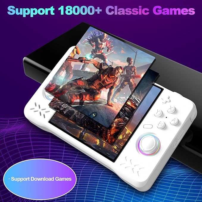 Ultrabatt XF40H Retro Handheld Game Console, 4.0 inch HD Screen, Linux 64-bit System, 18000+ Classic Games, WiFi Multiplayer-Pocket Video Gaming(White)