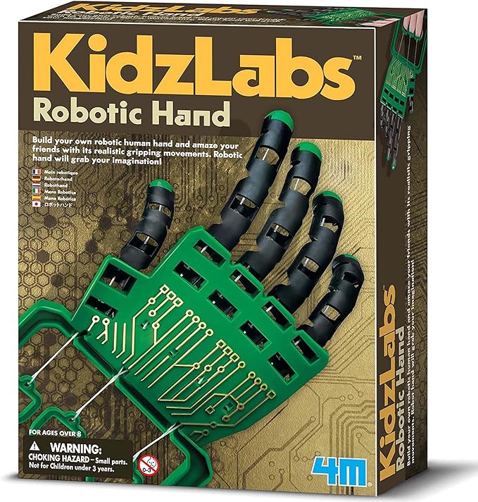 4M: KidzLabs: Robotic Hand - Build Your Own, Gripping Movements Toy Hand Kit, DIY Science Gadget Craft, Explore Animation Principles, STEM Set Kids 8+