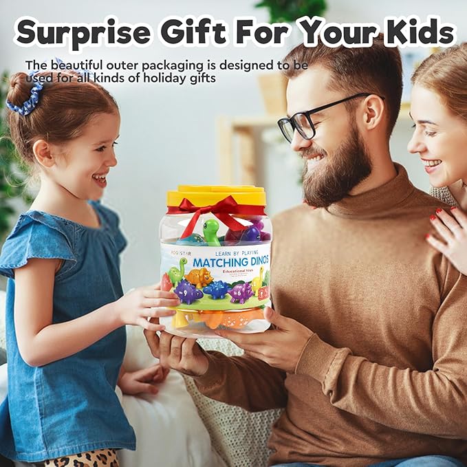 Montessori Matching Dinosaurs Toy, Color and Shapes Recognition, Snap and Pattern Match Game Preschool Learning Toys Homeschooling Class Activity Teaching Tool, Birthday Gift for Kids boys & Girls