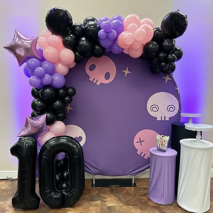 Halloween Balloons, 60pcs 12 Inch Black Pink Purple Latex Balloons for Girls Women Halloween Wedding Bride Baby Shower Engagement Bachelorette Spooky Witch Themed Birthday Party Decorations Supplie