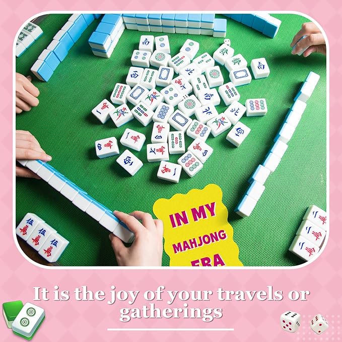 Soulchen 4 Pcs Mahjong Tile Mixer Shufflers for Mixing and Shuffling Tiles Plastic Mahjong Accessories Gifts for Lovers Games Decorative Printed Design (Yellow & Pink Style)