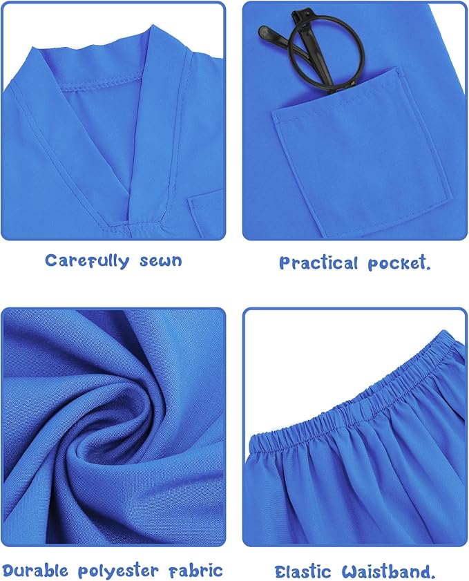 ICECUTE Doctor Costume for Kids Scrubs with Accessories,7Pcs Toddler Halloween Costume for Boy Girls,3-11 Years