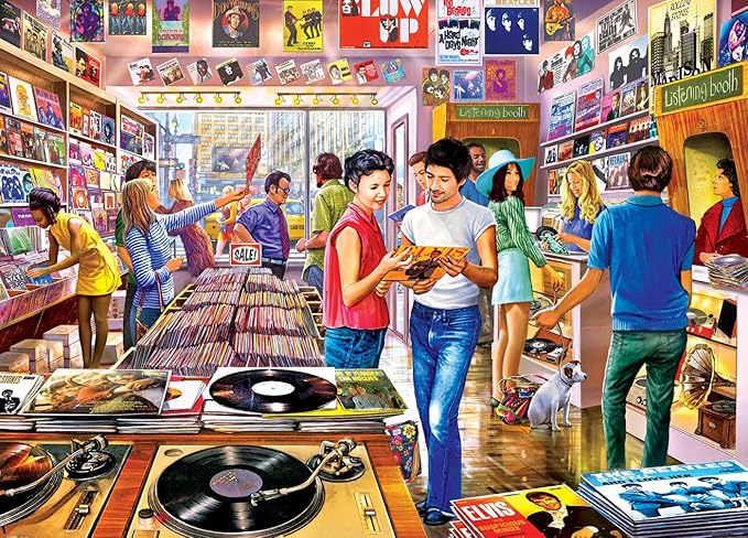 MasterPieces - 1000 Piece Jigsaw Puzzle, Vintage Vinyl Records, Fun for Adults, Family, Kids, Non-Glare Finish, 19.25" x 26.75"
