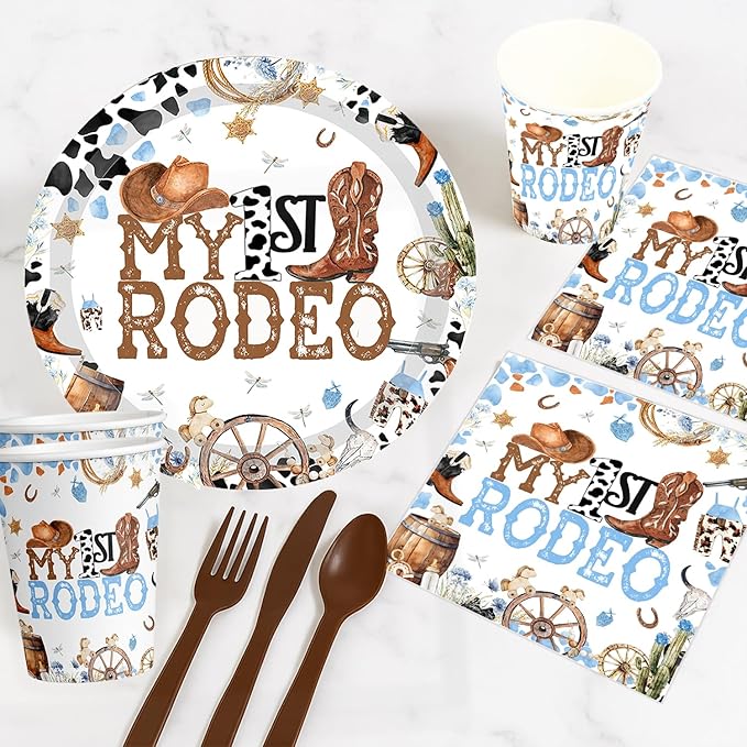 My 1st Rodeo Western Cowboys Birthday Paper Plates My First Rodeo Birthday Party Supplies Cowboys 1st Rodeo Bday My First Rodeo Baby Shower Decor serve 30 guests