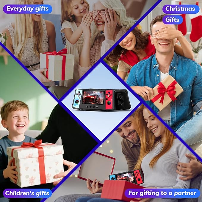 FVBADE 【50000 in 1】 R50 Ultra Handheld Game Console 4.5 inch IPS Screen Mini Retro Console 4000mAh Portable Pocket Arcade 12+ Mainstream Emulator 256G TF Card Transparent(Red)