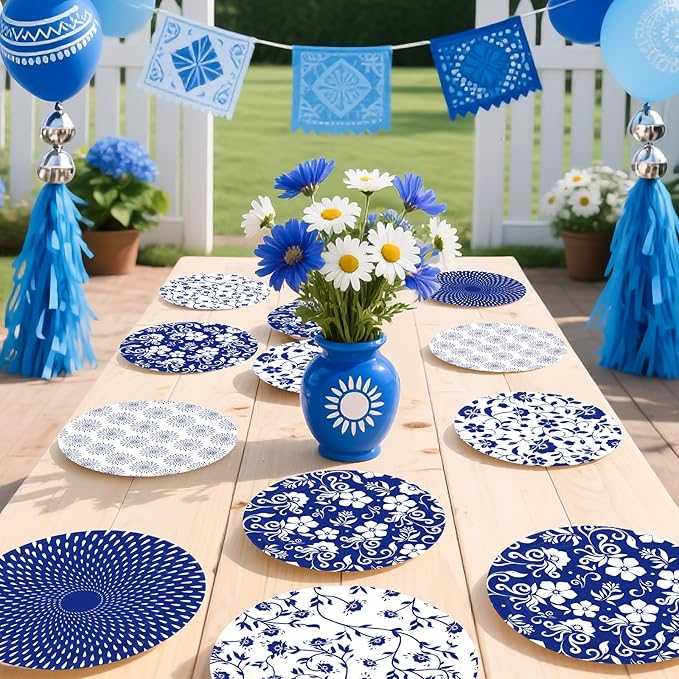 60Pcs Blue and White Floral Party Paper Plates 9 Inch Disposable Heavy Duty Blue White Vintage Flowers Dessert Plates Chinoiserie Porcelain Decorations for Wedding Spring Birthday Party Supplies