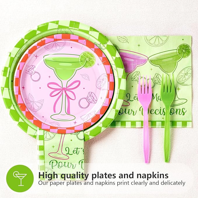 96Pcs Margs and Matrimony Bachelorette Party Decorations Fiesta Cocktail Plates and Napkins Sets Margarita Bachelorette Party Supplies for Mexican Cinco De Mayo Bridal Shower Favors Serves 24