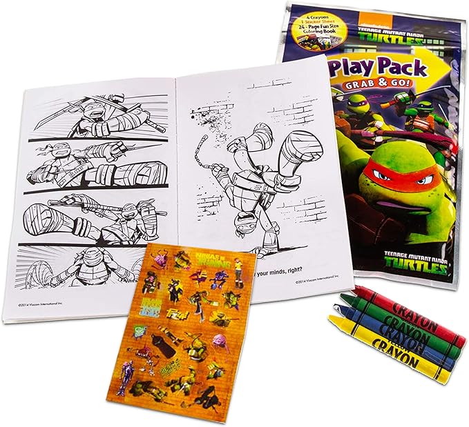 Set Of 15 Teenage Mutant Ninja Turtles Play Packs Fun Party Favors Coloring Book Crayons Stickers