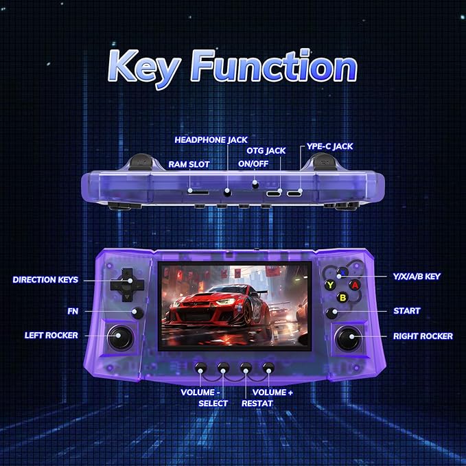 FVBADE 【50000 in 1】 R50 Ultra Handheld Game Console 4.5 inch IPS Screen Mini Retro Console 4000mAh Portable Pocket Arcade 12+ Mainstream Emulator 256G TF Card Transparent