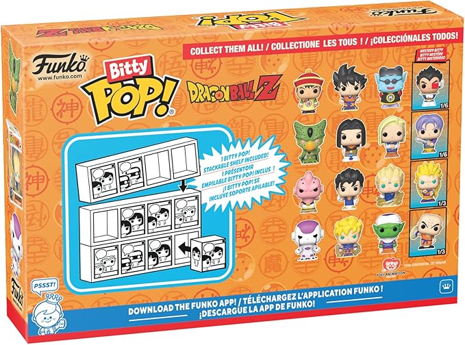 Funko Bitty POP Dragon Ball Z - Kid Buu, 4-Pack and A Surprise Mystery Mini Figure - 0.9 Inch (2.2 Cm) - Dragon Ball Collectable - Stackable Display Shelf Included - Gift Idea - Party Bags Stocking
