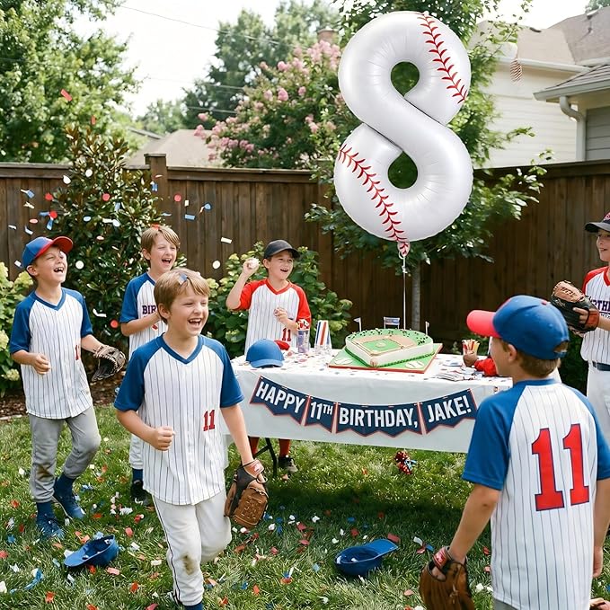 Jenaai Baseball Number 8 Balloons 40 Inch Baseball Theme Birthday Party Decorations Large Foil Balloons for Birthday Baby Shower Party Backdrop Celebration Supplies