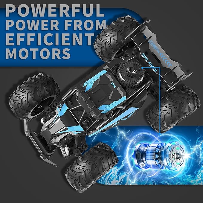 Carox Remote Control Car, 2.4GHz 25KM/H High Speed RC Car, 1:18 Off-Road Monster Truck with LED Lights and 1800mAh Rechargeable Battery – Ideal Gift for Boys 6+