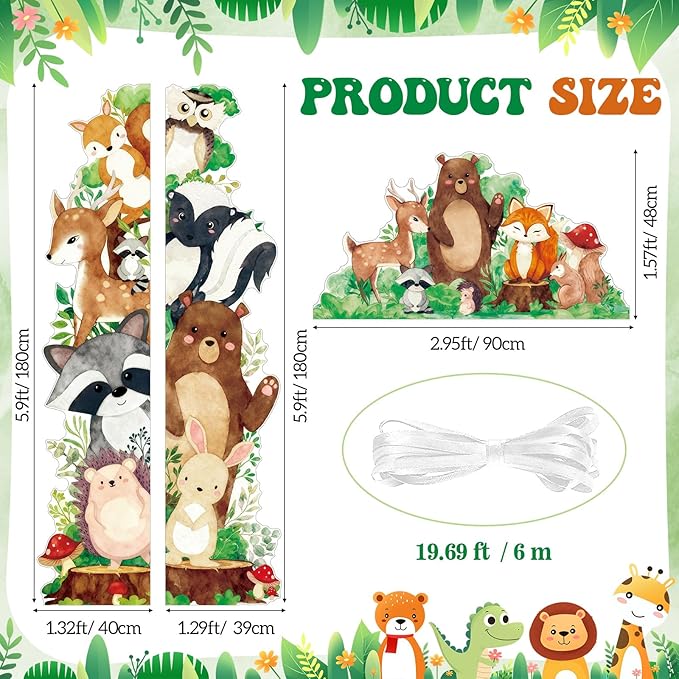 Namalu 3 Pcs Woodland Animals Door Banners Decorations Watercolor Woodland Birthday Porch Sign Forest Animals Hanging Banners for Kids Preschool Kindergarten School Home Classroom Party Decor
