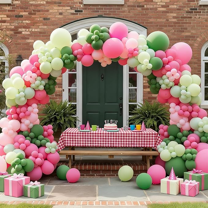 FunHot Sage Green Pink Balloons, 50 Pcs Pink and Green Balloon, 12 Inch Light Yellow Ivory Latex Balloons for Girls Baby Shower Birthday Boho Wedding Gender Reveal Jungle Spring Party Decorations