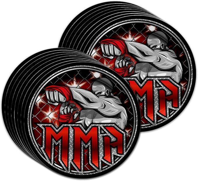 Birthday Galore Martial Arts MMA Birthday Party Supplies - Ultimate Boxer Champion Fighter Party Tableware Set - Red - Includes Plates Napkins Cups - Kit for 16