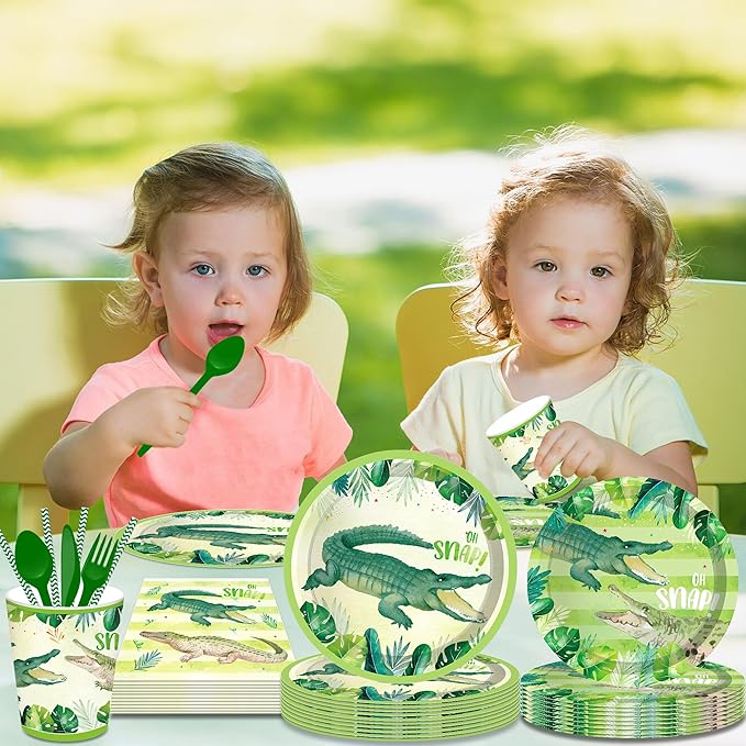 116 Ps Crocodile Party Supplies 16 Guests Crocodile Party Decorations Including Crocodiles Partys Paper Plates Dinner Plates Napkins Cups Set