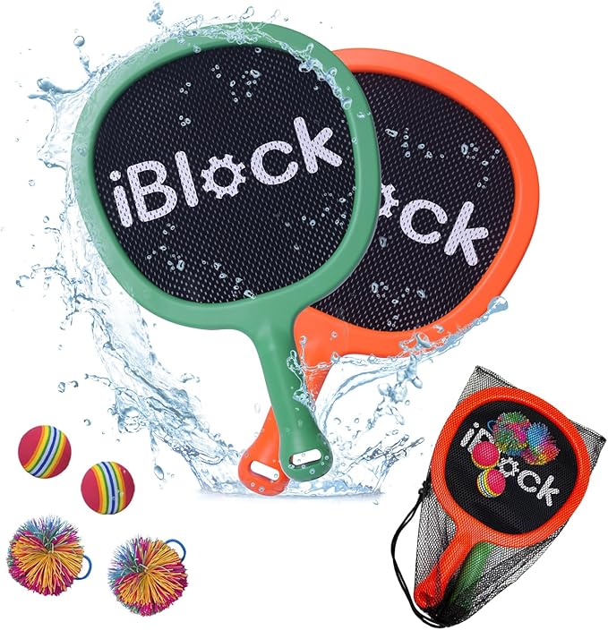 Portable Paddles and Bouncy Balls Set for Kids or Adults’ Indoor Outdoor Activities, Sport Game for Beginner or Intermediate, Swing Racket in Beach Pool Backyard Playground Lawn Park or Court