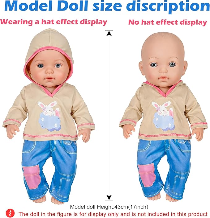 iBayda 10 Sets Doll Clothes and Accessories Include Rompers, Outfits for 14-17 Inch (35-43cm) New Born Baby Dolls (Doll Not Included)