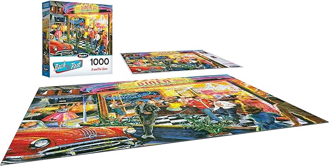 RoseArt - Back to The Past - in and Out Diner - 1000 Piece Jigsaw Puzzle for Adults