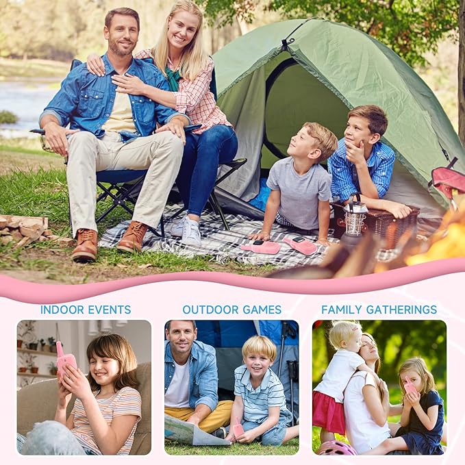 Kids Walkie Talkies 2 Pack Girls Toys Age 6-8,Walkie Talkie 1000FT Range 2 Channels 2 Way Radio Gifts for 3-8 Year Old Girl for Outside Adventures,Camping, Hiking