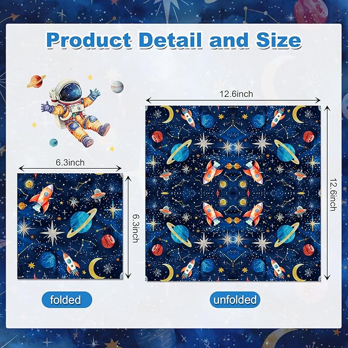 Outer Space Party Napkins, 40PCS Outer Space Napkins Disposable, Astronaut Partys Supplies Birthday Decorations, Rocket Ship Party Dinner Paper Napkins for Wedding, Theme Partys, Birthday, 6.5" x 6.5"