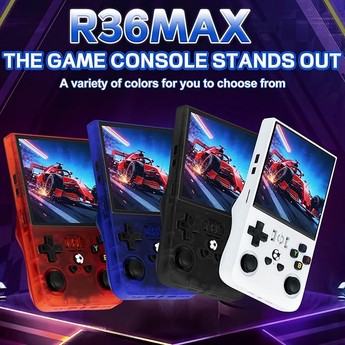 R36MAX Handheld Game Console - 4.0-Inch Screen, Support 22000+Classic Games,128G TF Card,Portable Console with Open Source System,4000mAh Battery,Birthday Gift for Adult or Partner - Black