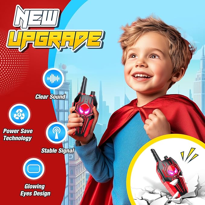 Rechargeable Walkie Talkies for Kids: 3 Pack Kids Walkie Talkies Toys for 3 4 5 6 7 8 9 10 Year Old Girls Boys Family Camping Outdoor Toys 2 Way Radio Boy Girl Stocking Stuffers Gift
