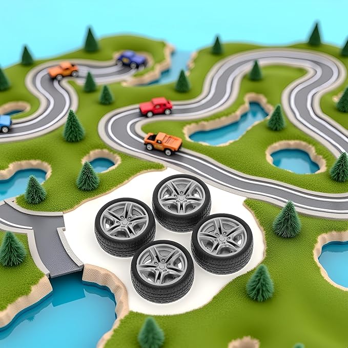 4Pcs Black Tires, 48mm Simulation Rubber Wheel Tire Wheel Toy Model DIY RC Spare Parts Easy Installation,Tire and Wheel Sets, Remote and App Controlled Vehicles and Parts,Sets