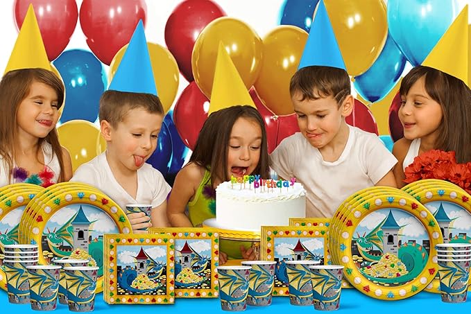 Mythical Dragon Birthday Party Supplies Set Plates Napkins Cups Tableware Kit for 16