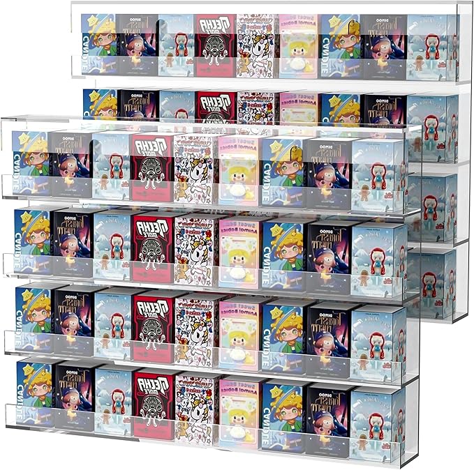 Wall Display Shelves, Acrylic Floating Shelves for Mini Toys, Clear Collectibles Display Case 2 Pack
