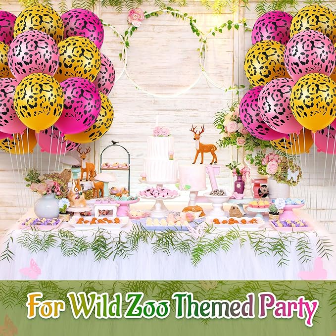 Gejoy 50 Pcs Cheetah Balloons Leopard Print Balloons 12 Inch Spots Latex Leopard Jungle Animal Decorations for Cheetah Zoo Theme Birthday Party Supplies (Pastel)